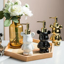 Bear Shape Ceramics Soap and Gel Dispenser, Creative Gold Silver, 200ml Empty Shampoo Bottle, Bathroom Storage Accessories
