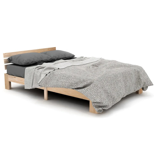 EU STOCK Wooden bed Double bed, headboard, slatted grid -200 x 140cm solid wood FSC Solid wood double bed - vue 7 sur 8