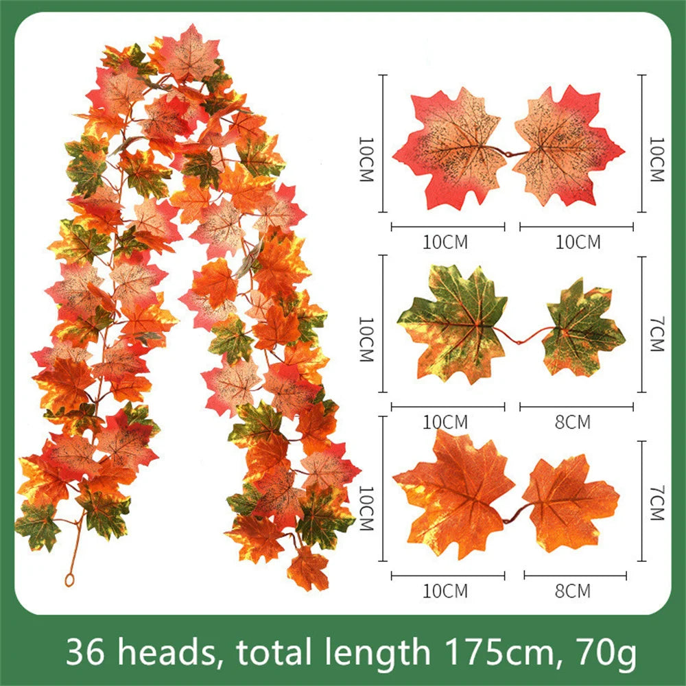 Decorative artificial silk maple leaf garland for garden - vue 14 sur 16