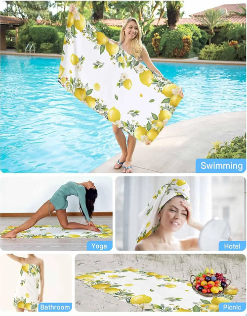 Microfibre beach towel with lemon floral summer design - vue 7 sur 6