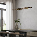 Wooden pendant light modern LED linear lamp for kitchen island, dining room, living room and office