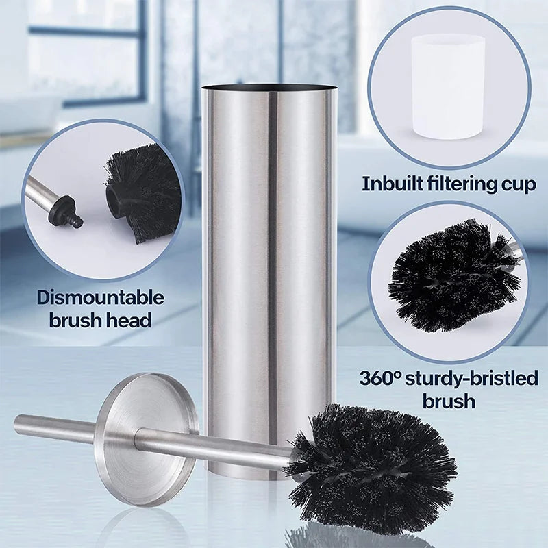 Durable stainless steel wall-mounted toilet brush holder - vue 3 sur 17