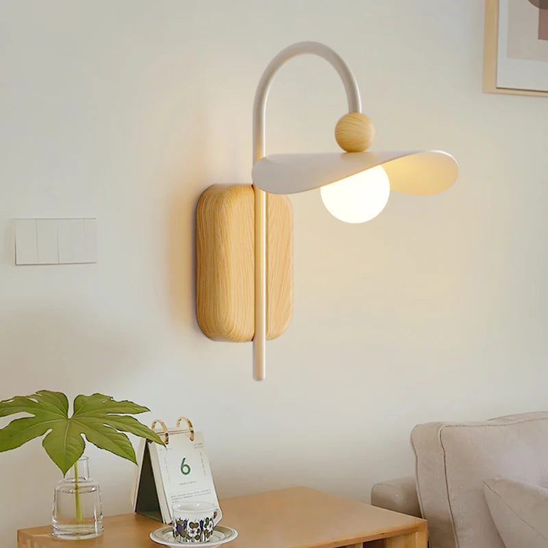 Nordic wooden LED wall light for office and restaurant