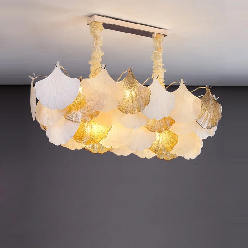 Art deco dimmable LED ginkgo pendant chandelier for elegant lighting - vue 10 sur 14