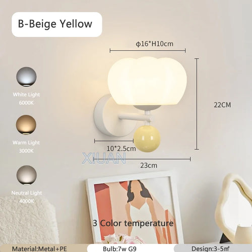 Nordic mushroom LED wall light for creative ambience