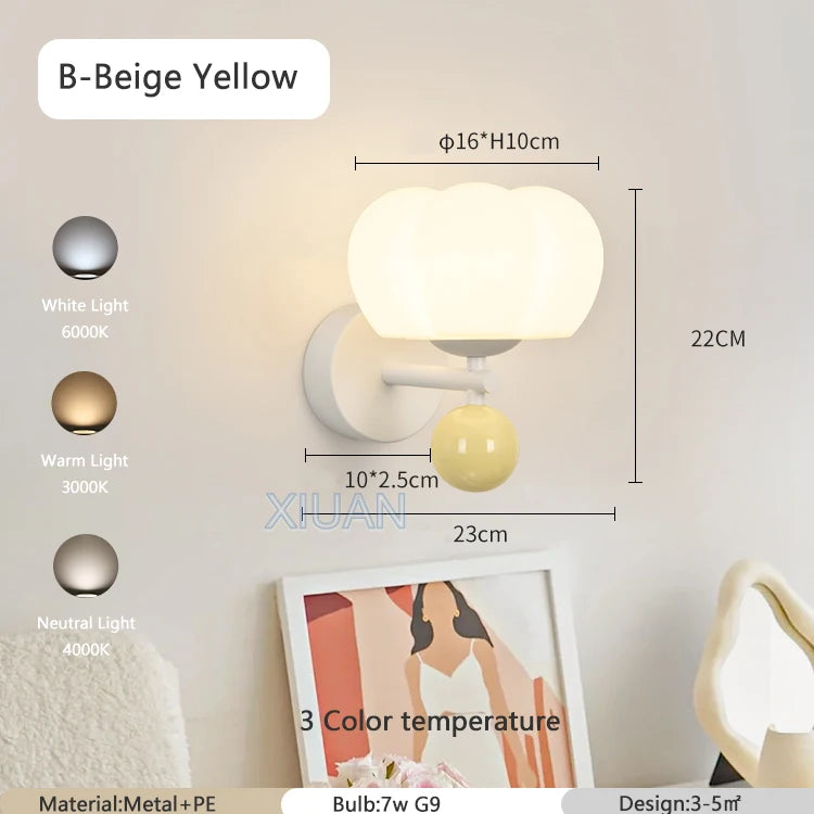 Nordic mushroom LED wall light for creative ambience