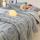 Thick fleece throw with soft heart pattern for sofa or bed