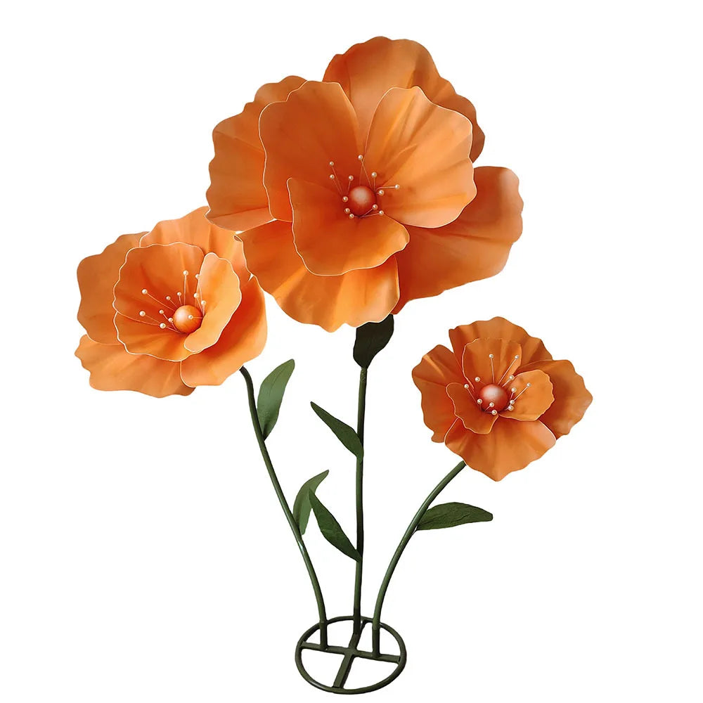Giant artificial poppy flower set for wedding decoration stage