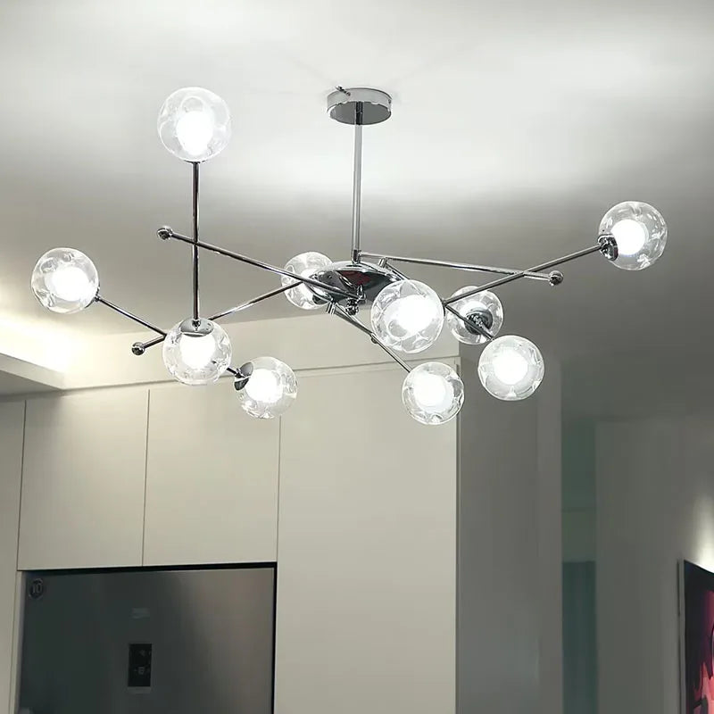 Clear glass Bauhaus style chandelier for hotel