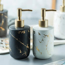 Refillable ceramic soap dispenser marble pattern 300 ml