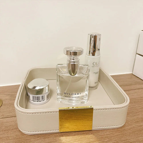 Luxury faux leather catchall tray for organising your essentials - vue 6 sur 6