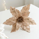 Artificial Christmas flower in glitter velvet festive decoration for home