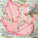 Embroidered cotton napkin with lotus edge, country style