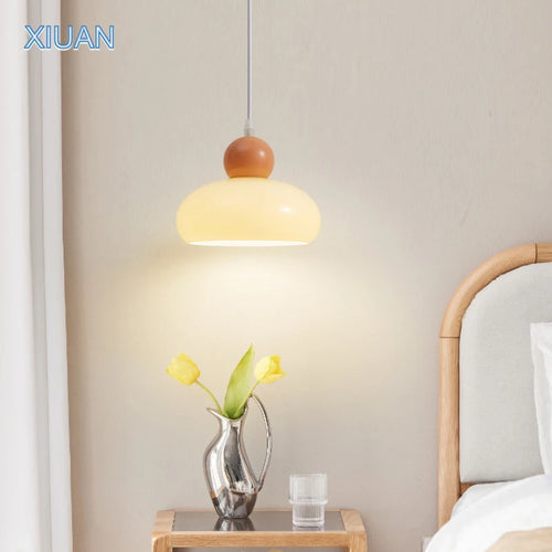 French art glass LED pendant lamp e27 bauhaus - vue 2 sur 8