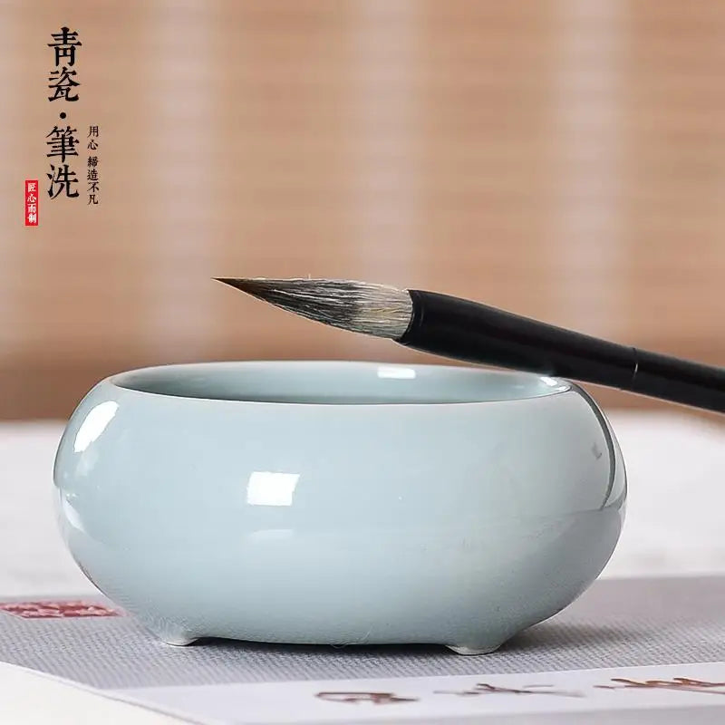 study four treasures book antique ceramic painting brush tank wash
