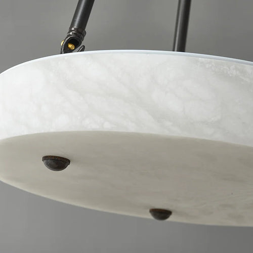Modern minimalist retro marble and copper LED chandelier - vue 7 sur 7