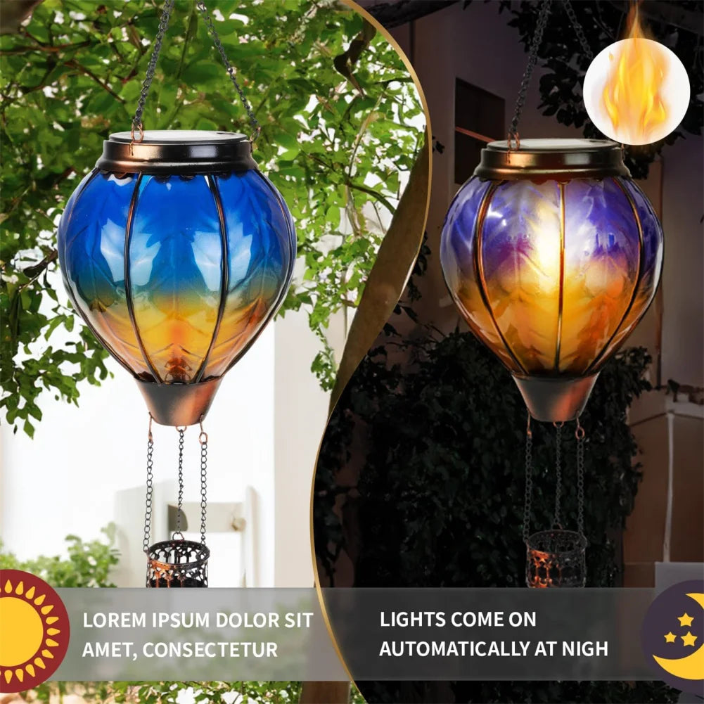 Hanging solar hot air balloon lanterns with hook and waterproof panel