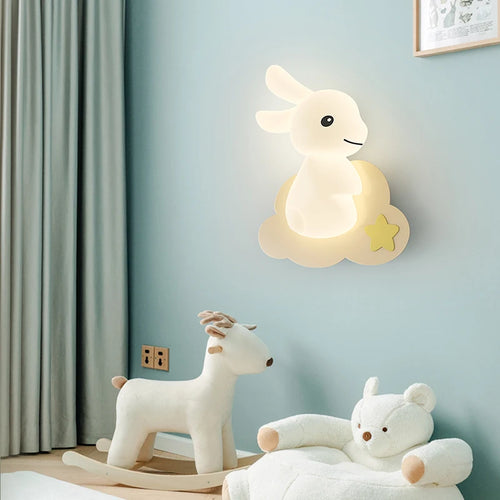 Children's wall light with bunny, carrot and cloud design - vue 7 sur 12