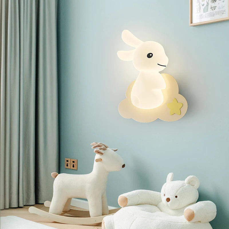 Children's wall light with bunny, carrot and cloud design - vue 6 sur 12