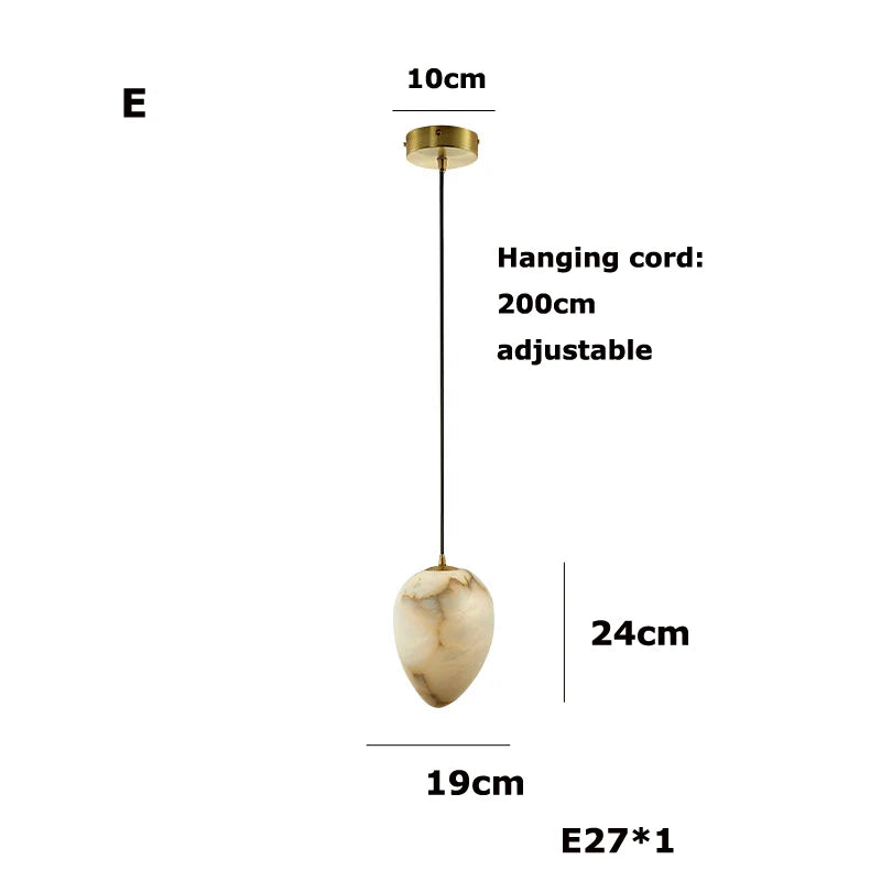 Dimmable geometric marble LED pendant chandelier - vue 10 sur 12