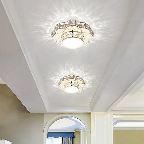 Modern crystal ceiling light with floral design for all spaces - vue 4 sur 7