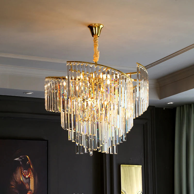 Luxury postmodern decorative spiral crystal chandelier