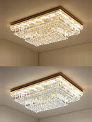 Dimmable LED crystal and stainless steel ceiling light for modern interiors