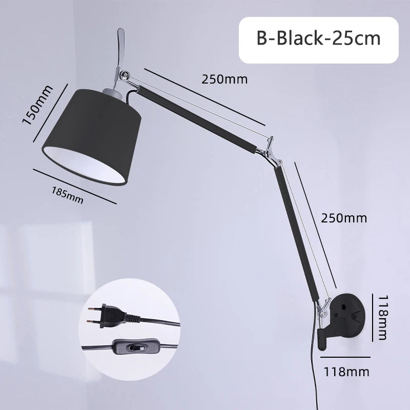 Nordic industrial foldable wall light with long swing arm - vue 8 sur 11