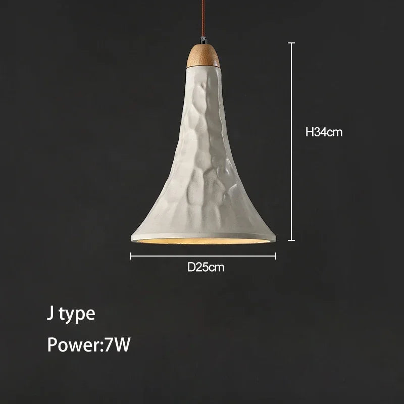Wabi-sabi cement and travertine pendant light for interior decoration - vue 13 sur 14