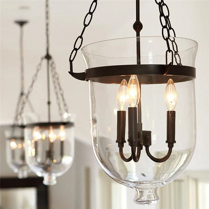 Retro glass pendant light American country style for indoors