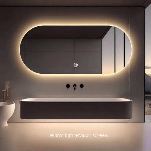 Elliptical smart anti-fog LED wall mirror with three colour settings - vue 16 sur 18