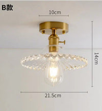 Modern Japanese retro carved glass ceiling light