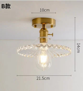 Modern Japanese retro carved glass ceiling light
