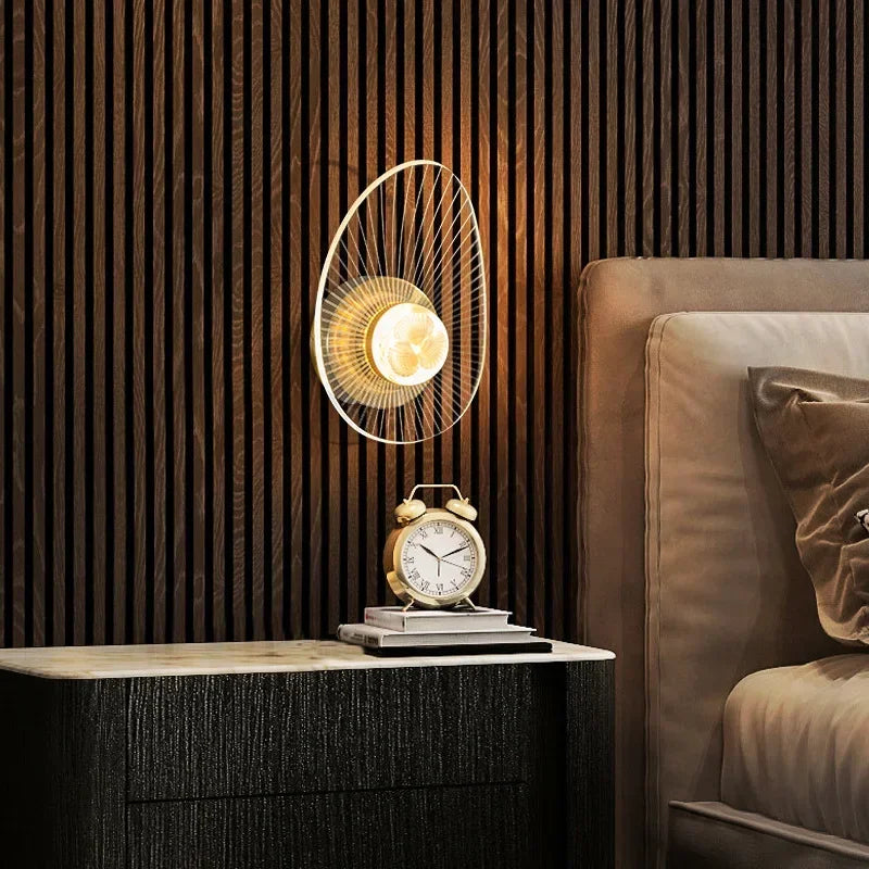 Modern luxury creative acrylic LED wall light gold or black for hallway, bedroom, bedside, corridor, home decor - vue 5 sur 11