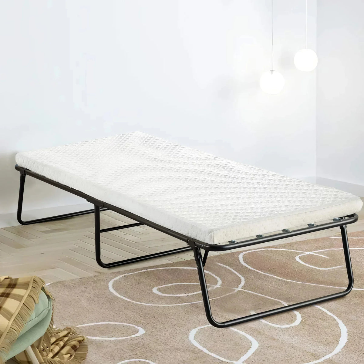 Folding Bed,Adult Guest Bed,80x190cm with 7cm Thick Memory Foam Mattress, Single Bed, Foldable Bed with Mattress Portable - vue 4 sur 6