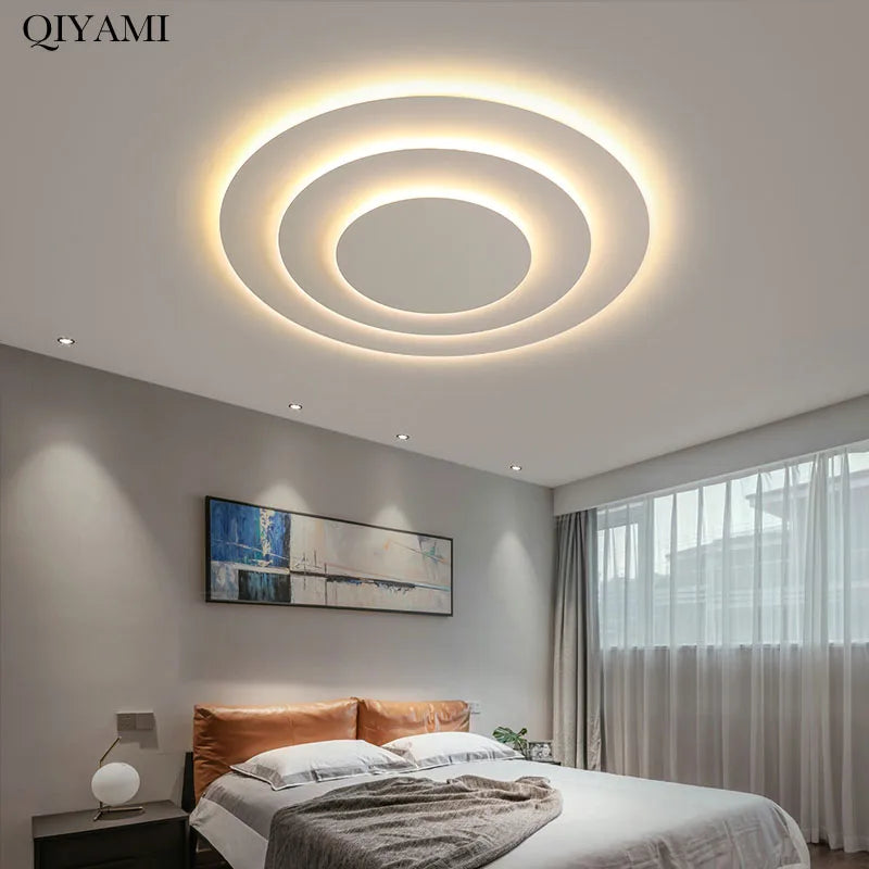 Minimalist white multilayer LED ceiling light - vue 5 sur 12