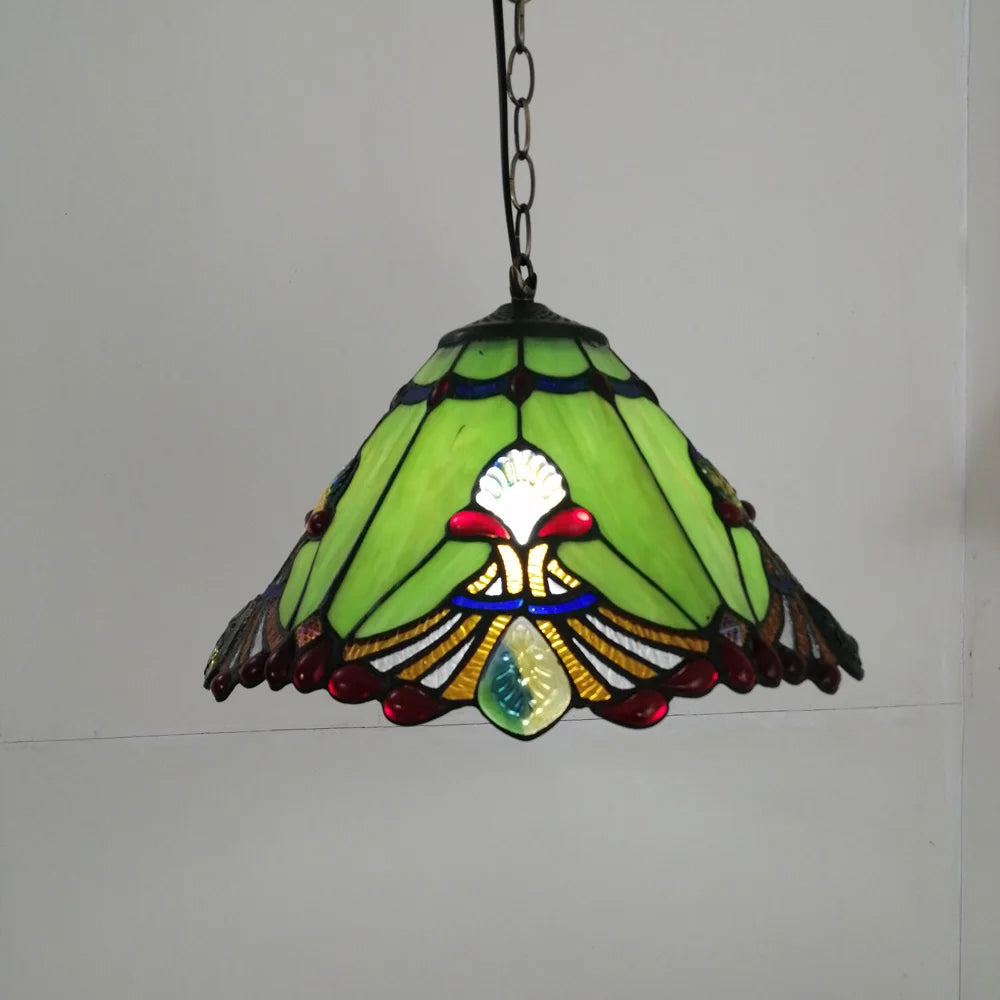 Tiffany stained glass chandelier Mediterranean style for elegant interiors - vue 5 sur 22