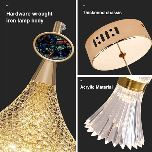 Nordic crystal LED ceiling chandelier for living room, bedroom or bedside - vue 7 sur 16