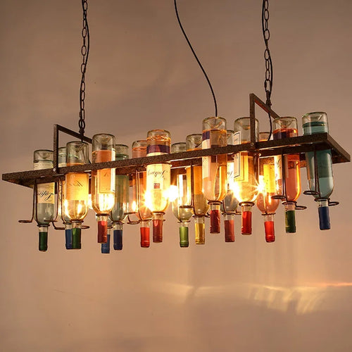 Vintage industrial nordic creative wine bottle chandelier - vue 5 sur 10