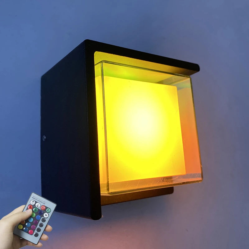 Smart outdoor LED wall light with double acrylic shade