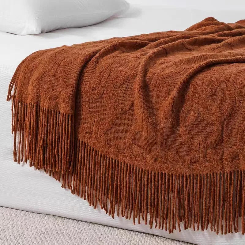 Vintage knit bed runner nordic decorative style