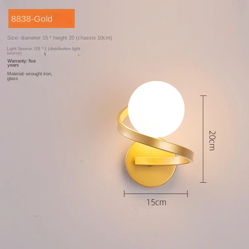 Modern glass LED wall light for loft and mirror front - vue 9 sur 10