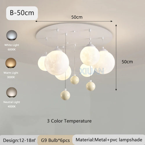 Design 3d led moon round ball chandelier for indoor suspension - vue 11 sur 10