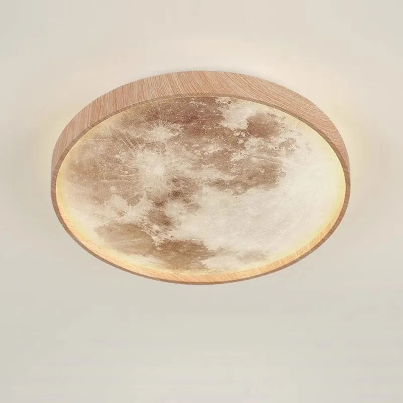 Nordic wooden moon LED ceiling light