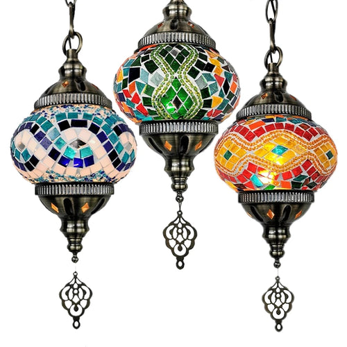 Mediterranean style stained glass pendant light romantic bohemian lighting - vue 2 sur 16