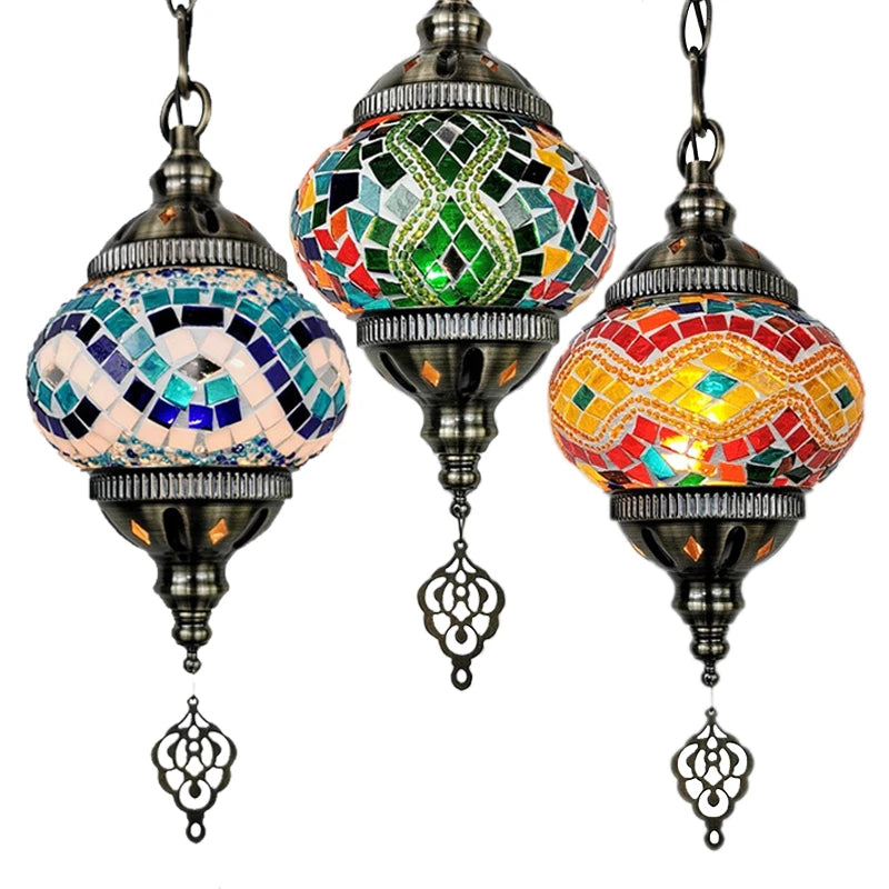 Mediterranean style stained glass pendant light romantic bohemian lighting