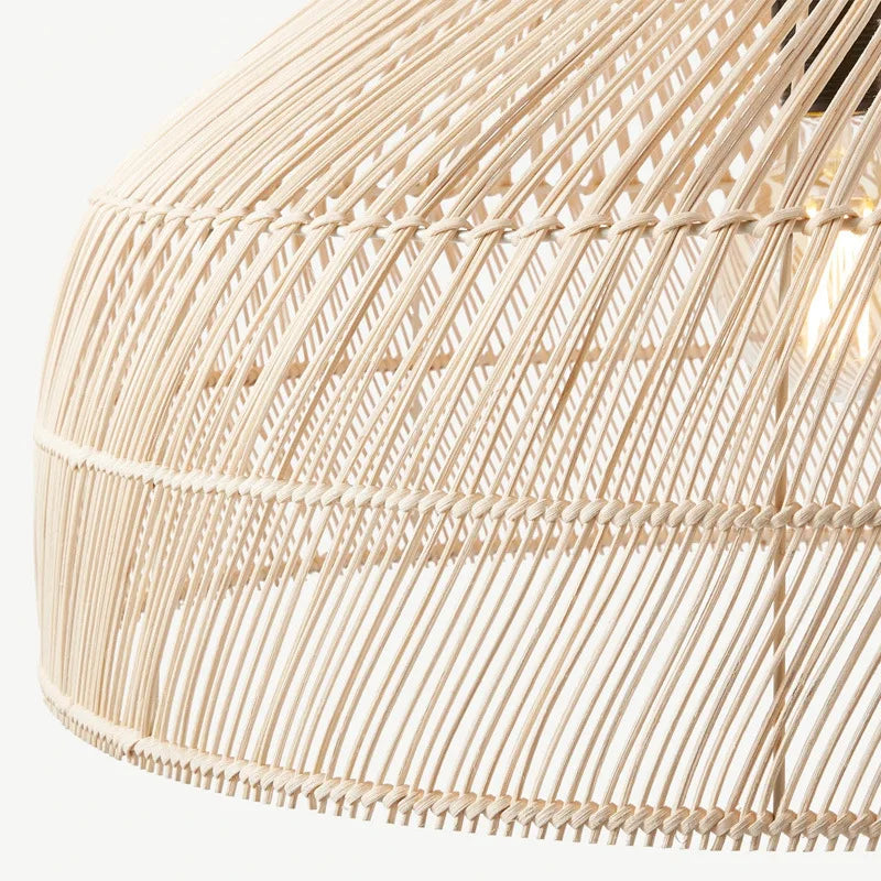 Vintage Asian style rattan chandelier with suspended LED - vue 8 sur 12