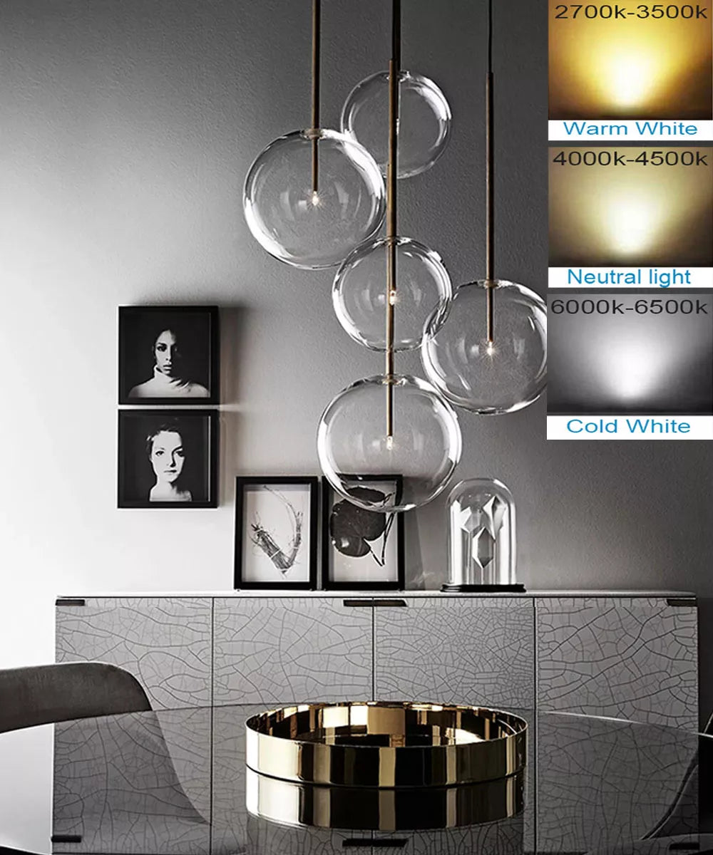 Modern Nordic clear glass pendant light