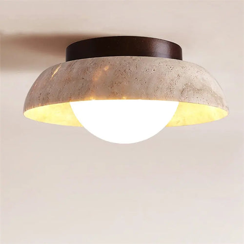 Nordic natural yellow travertine round ceiling lights - vue 2 sur 7