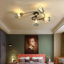 Modern Nordic spiral glass and iron chandelier